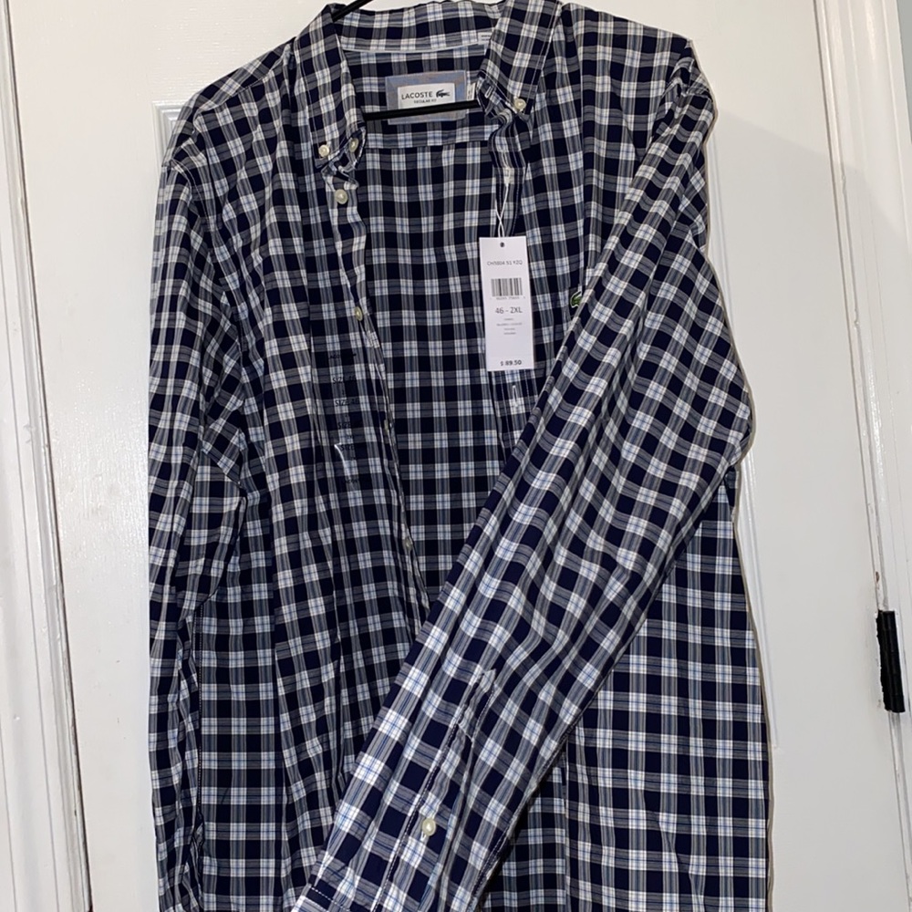 Lacoste long sleeve slim fit Poplin check button down woven shirt, CH5804